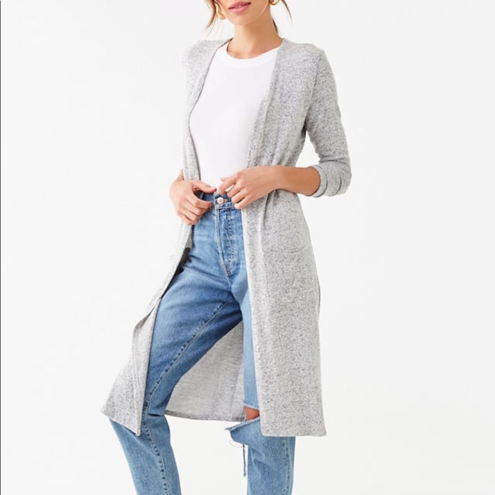 Gray long cardigan